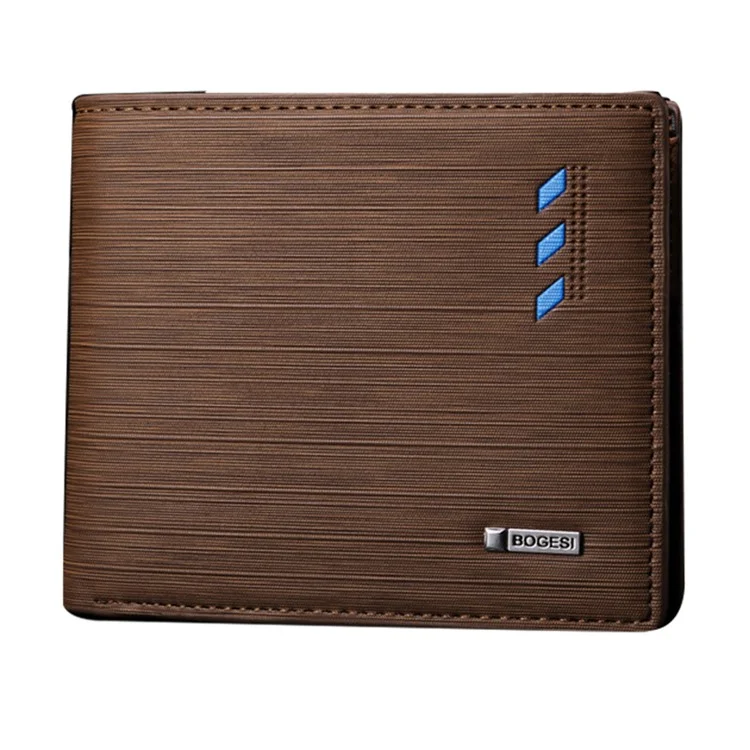 BOGESI 724 Menora de Cuero PU Cuero Ultra Ultra Fuerte Costura la Tarjeta de Bolso de la Tarjeta Delgada - Café / Flip Horizontal