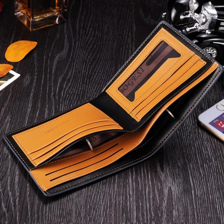 BOGESI 724 Menora de Cuero PU Cuero Ultra Ultra Fuerte Costura la Tarjeta de Bolso de la Tarjeta Delgada - Café / Flip Horizontal