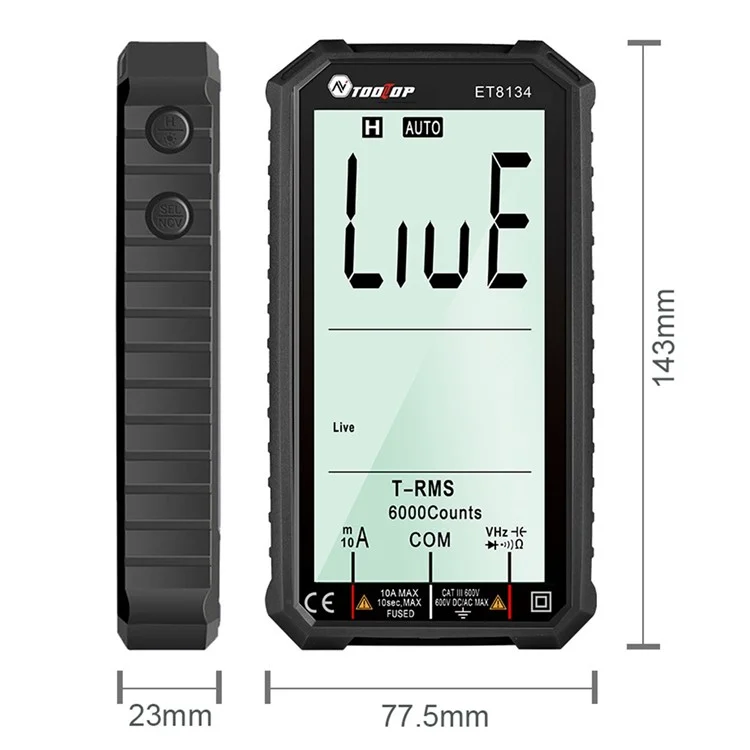 TOOLTOP ET8134 4.7-inch LCD Digital Multimeter AC Direct Current Voltage Current Measure Capacitance Resistance Temperature Measuring Tool