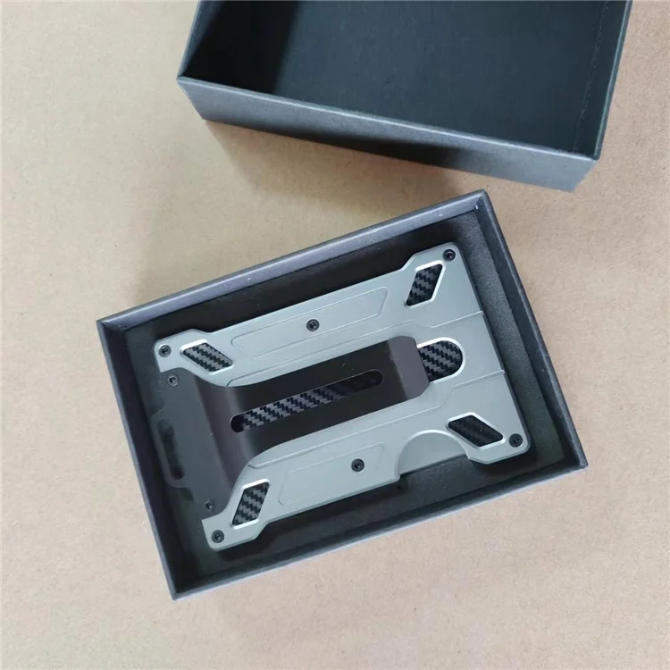 RFID Blocking Aluminum Alloy Card Holder ID Credit Card Cash Storage Case with Clip - Army Green