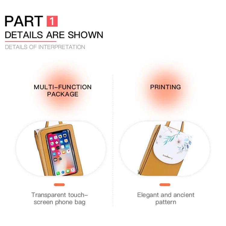 BAELLERRY N8621 Women Touch Screen Crossbody Bag Multifunctional Phone Purse Clear Window Shoulder Pouch - Green