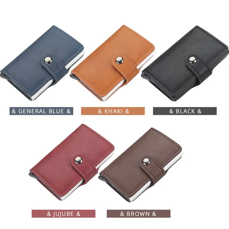 BAELLERRY K9122 Minimalist Pop Up Card Case PU Leather RFID Blocking Credit Card Holder Wallet - Black