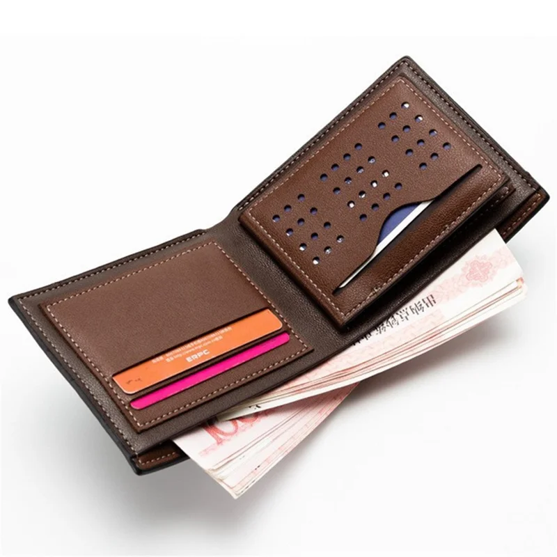 BAELLERRY DR003 Litchi Texture PU Leather Short Wallet Men Business Cards Cash Storage Bag - Coffee