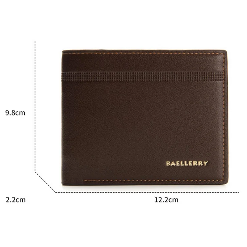 BAELLERRY DR003 Litchi Texture PU Leather Short Wallet Men Business Cards Cash Storage Bag - Coffee