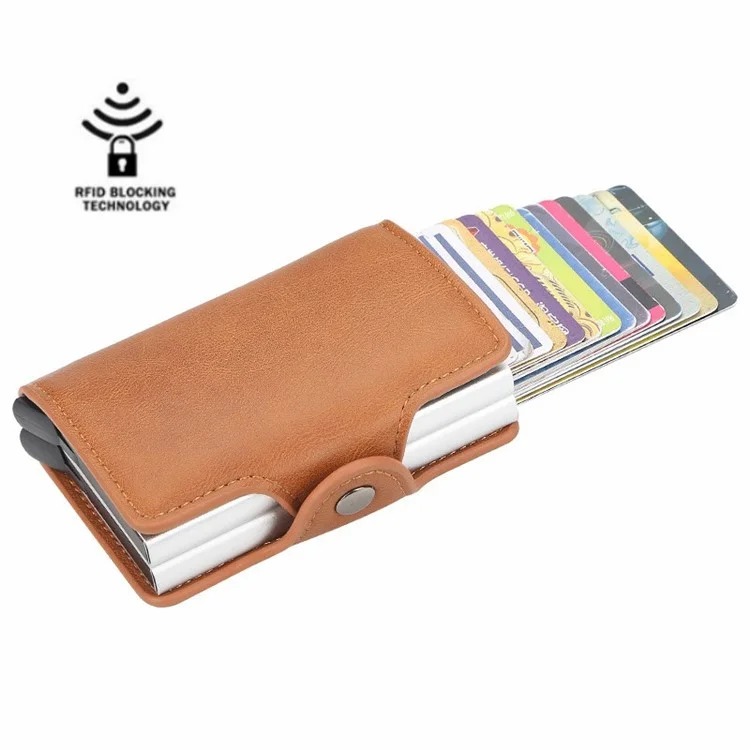 BAELLERRY K9121 PU Leather Credit Card Holder Wallet RFID Blocking Pop Up Card Case - Black