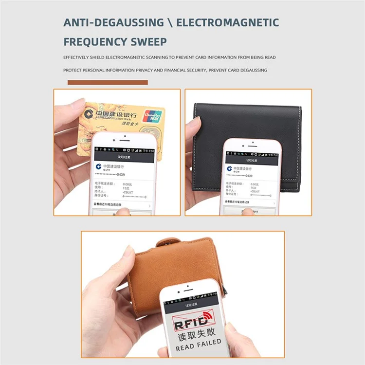 BAELLERRY K9121 PU Leather Credit Card Holder Wallet RFID Blocking Pop Up Card Case - Black