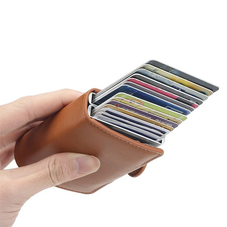 BAELLERRY K9121 PU Leather Credit Card Holder Wallet RFID Blocking Pop Up Card Case - Black