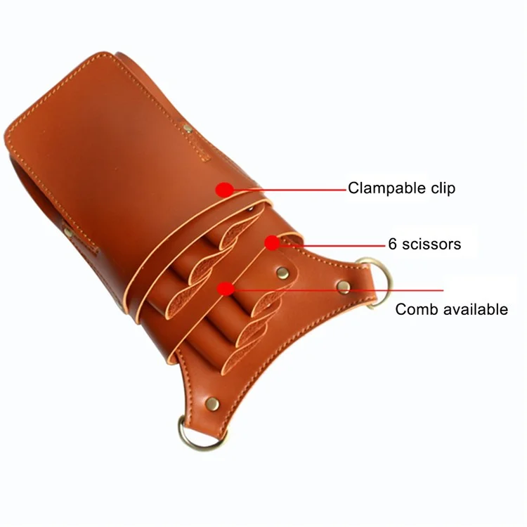 Hairdresser Scissor Bag Hair Cutting Hairdressing Tools Storage Holster Barber Leather Waist Pouch - Brown