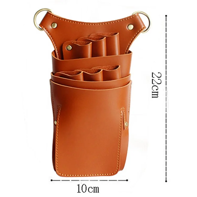 Hairdresser Scissor Bag Hair Cutting Hairdressing Tools Storage Holster Barber Leather Waist Pouch - Brown
