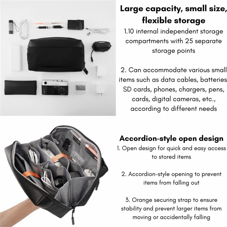 WIWU Warriors Tech Pouch X Pro Electronics Organizer Nylon Storage Bag for Data Cable, Charger