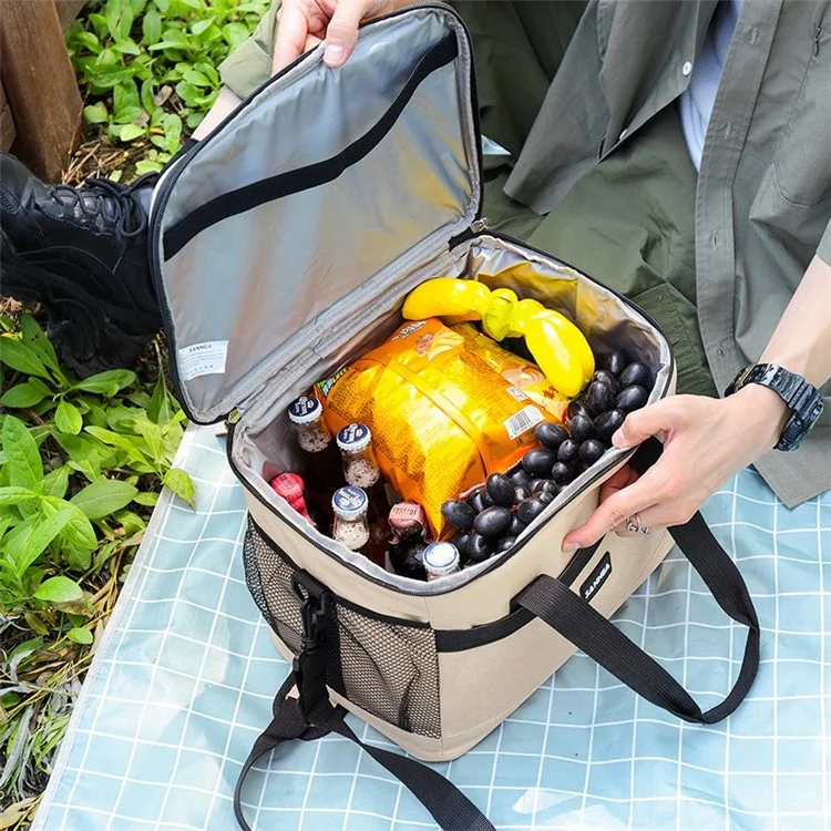 SANNE CL2106 19.7L Insulated Food Carrier Handbag Oxford Cloth Cooler Bag for Picnic - Grigio