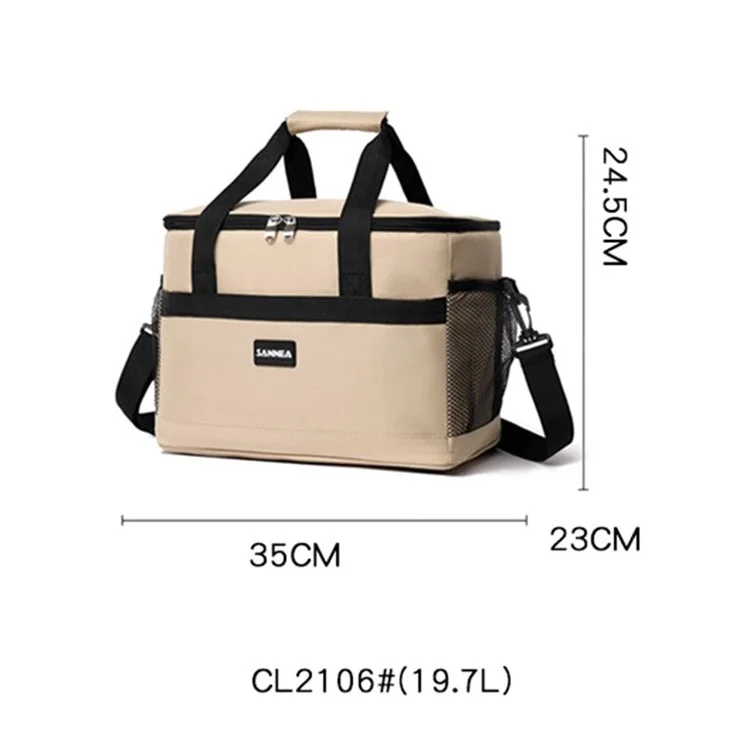 SANNE CL2106 19.7L Insulated Food Carrier Handbag Oxford Cloth Cooler Bag for Picnic - Grigio
