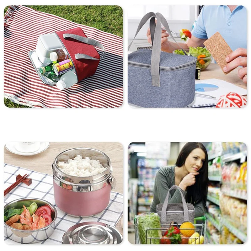 SANNE CB206 Children Insulated Lunch Box Tote Food Storage Pouch Picnic Handbag - Lake Blue