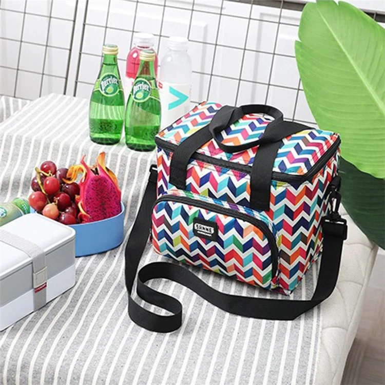 SANNE CL8108 10L Borsa termica isolata per alimenti in tessuto Oxford Borsa frigo per campeggio - Onda 