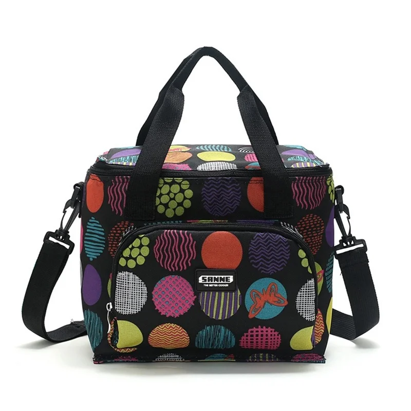 SANNE CL8108 10L Bolsa Térmica de Transporte de Alimentos de Tecido Oxford - Bolinhas Redondas
