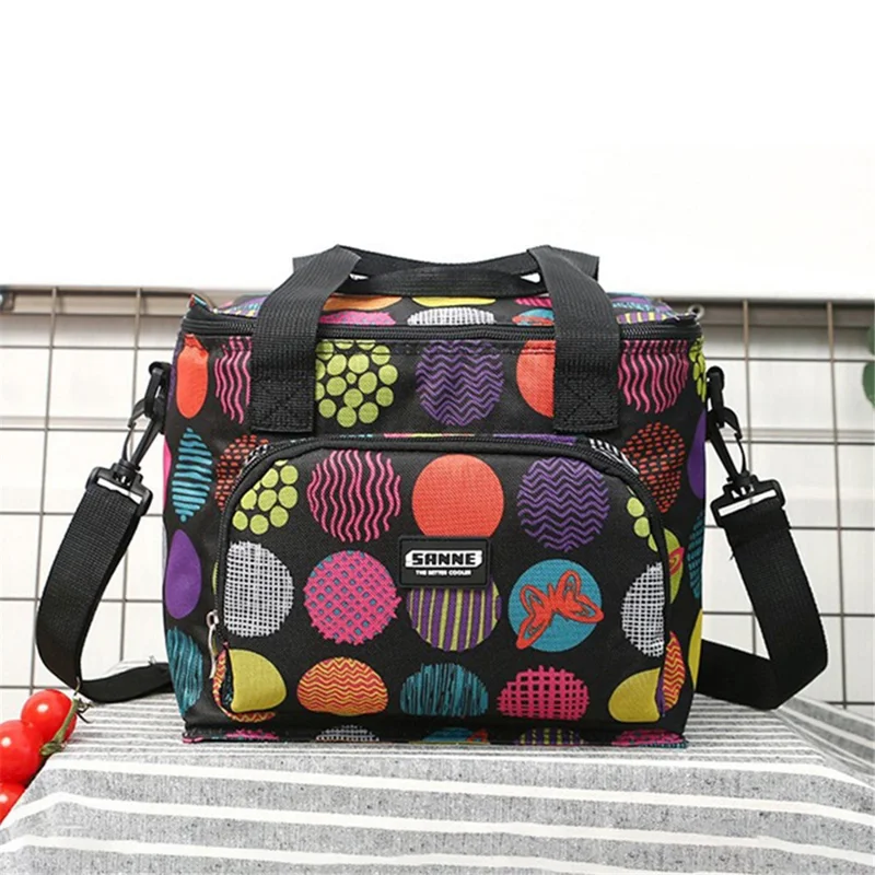SANNE CL8108 10L Bolsa Térmica de Transporte de Alimentos de Tecido Oxford - Bolinhas Redondas