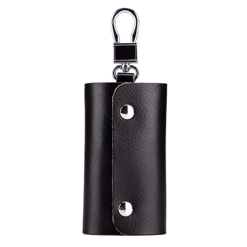 BULLCAPTAIN 484 Vertical Key Case Split Leather Key Holder Organizer Pouch, 6x3x10cm - Coffee