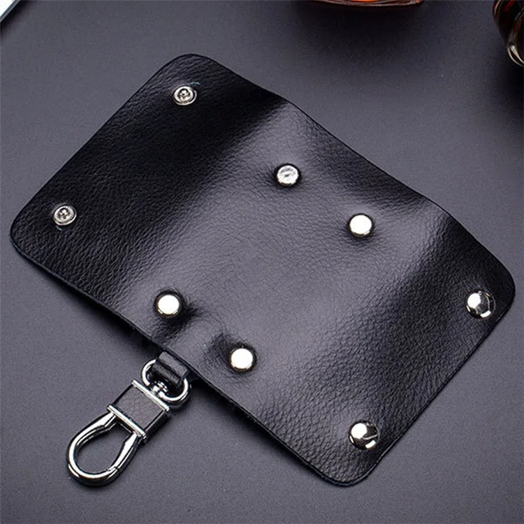 BULLCAPTAIN 484 Custodia Verticale per Chiavi in Pelle Scamosciata, Organizer per Chiavi, 6x3x10cm - Nero