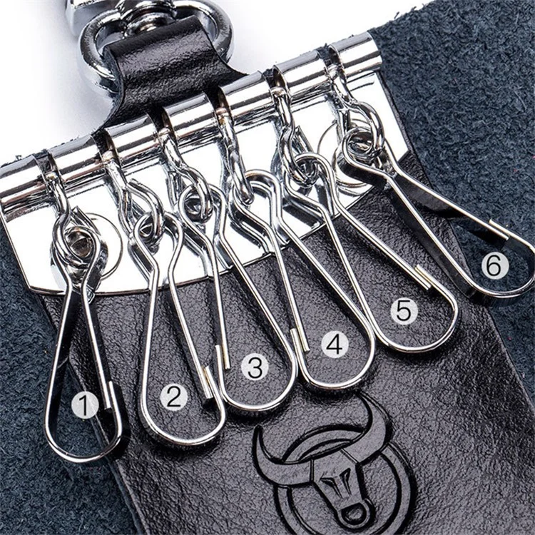 BULLCAPTAIN 484 Custodia Verticale per Chiavi in Pelle Scamosciata, Organizer per Chiavi, 6x3x10cm - Nero