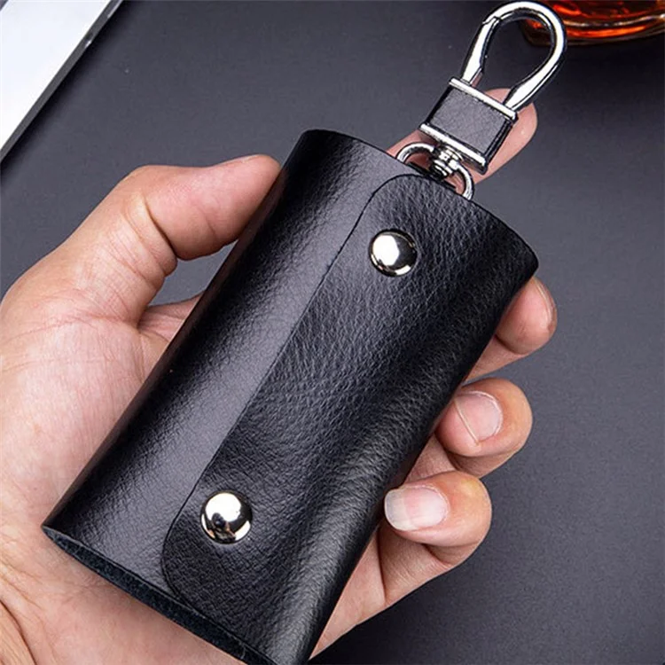 BULLCAPTAIN 484 Custodia Verticale per Chiavi in Pelle Scamosciata, Organizer per Chiavi, 6x3x10cm - Nero