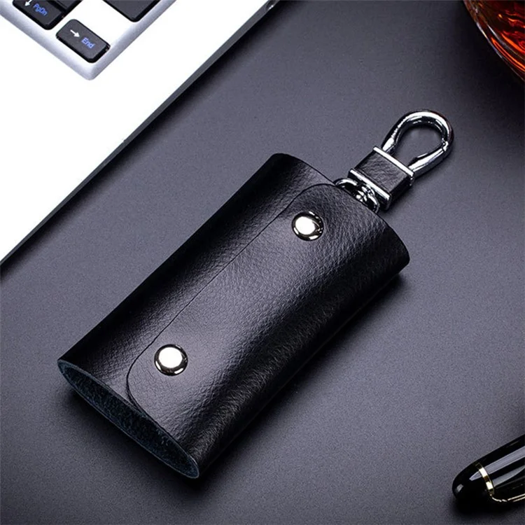 BULLCAPTAIN 484 Custodia Verticale per Chiavi in Pelle Scamosciata, Organizer per Chiavi, 6x3x10cm - Nero