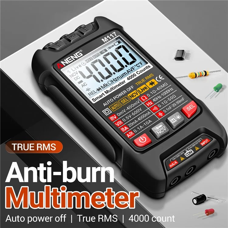Multímetro digital ANENG M117 con autoescala, probador inteligente multiusos - Negro