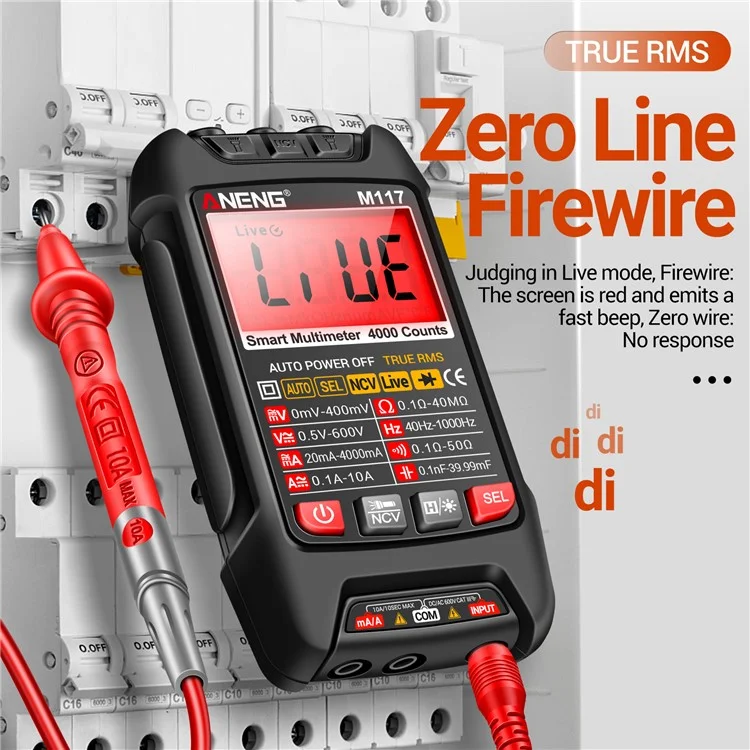 Multímetro digital ANENG M117 con autoescala, probador inteligente multiusos - Negro