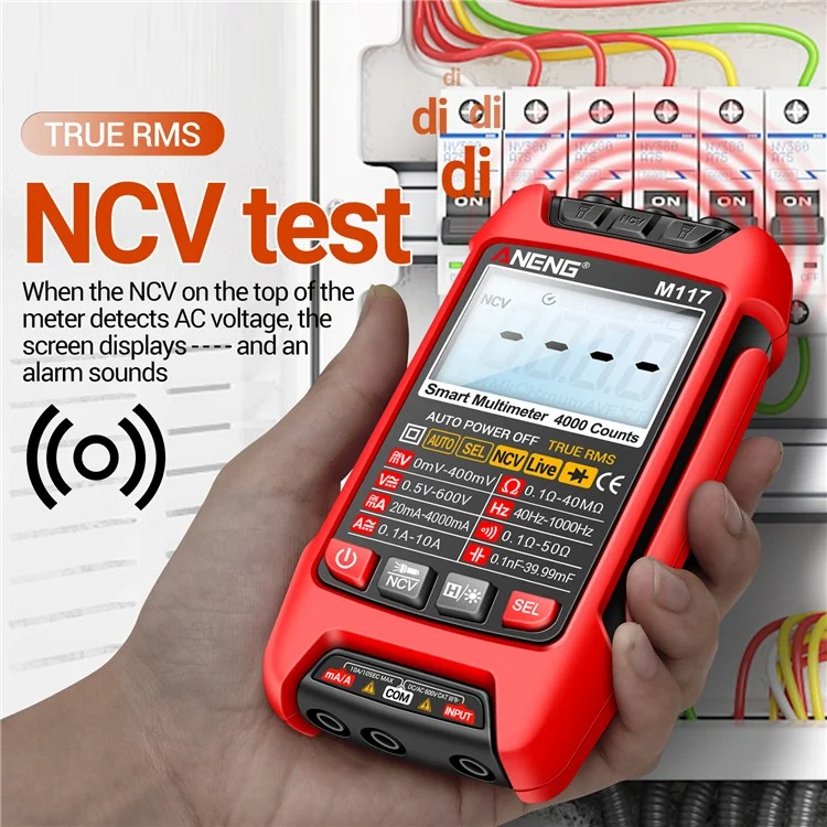 ANENG M117 Multímetro Rango automático Digital Probador Inteligente Multi Tester - Rojo