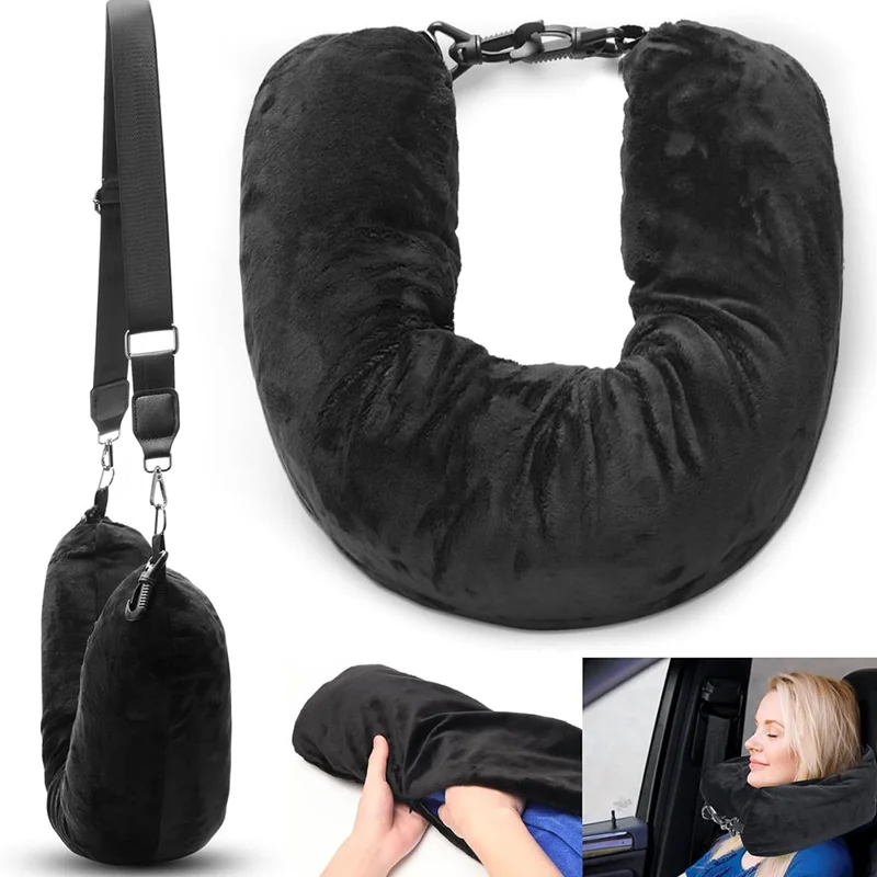 Fillable Travel Pillowcase Airplane Train Neck Support Clothes Filled Pillow Storage Bag
