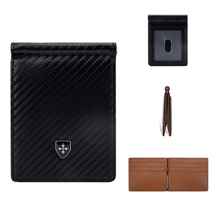 BAELLERRY K9309 Business Men RFID Blocking Multiple Card Slots PU Leather Wallet with Money Clip - Black