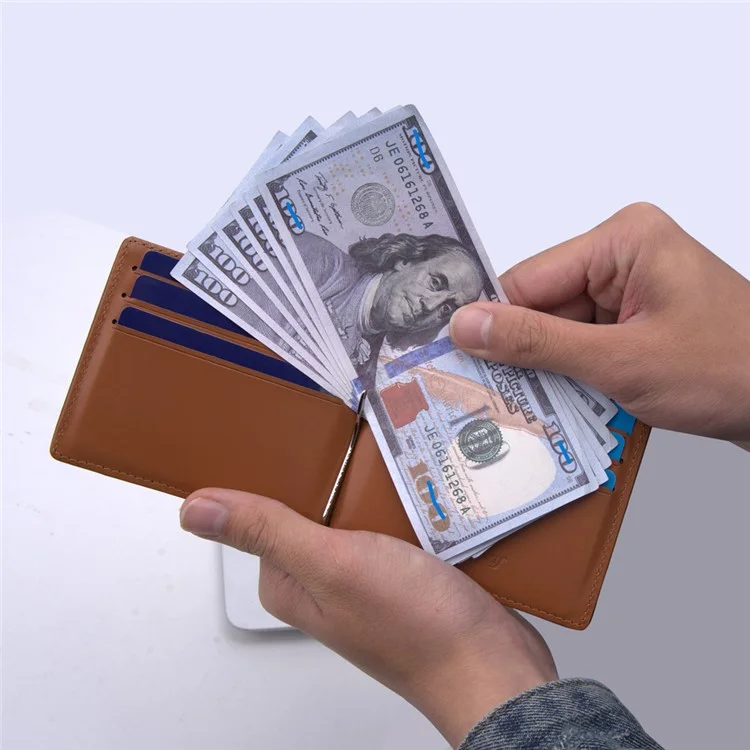 BAELLERRY K9309 Business Men RFID Blocking Multiple Card Slots PU Leather Wallet with Money Clip - Black