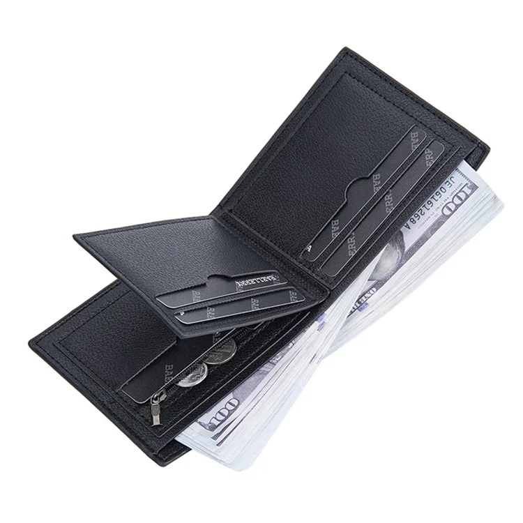 BAELLERRY D3044 Billetera Corta para Hombre Slim PU Leather Coin Storage Card Holder Bag - Negro