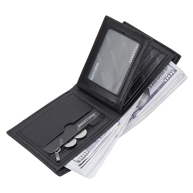 BAELLERRY D3044 Billetera Corta para Hombre Slim PU Leather Coin Storage Card Holder Bag - Negro