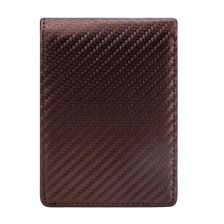 BAELLERRY K9308 Textura de Fibra de Carbono PU Leather RFID Blocking Card Holder Men Wallet - Marrom