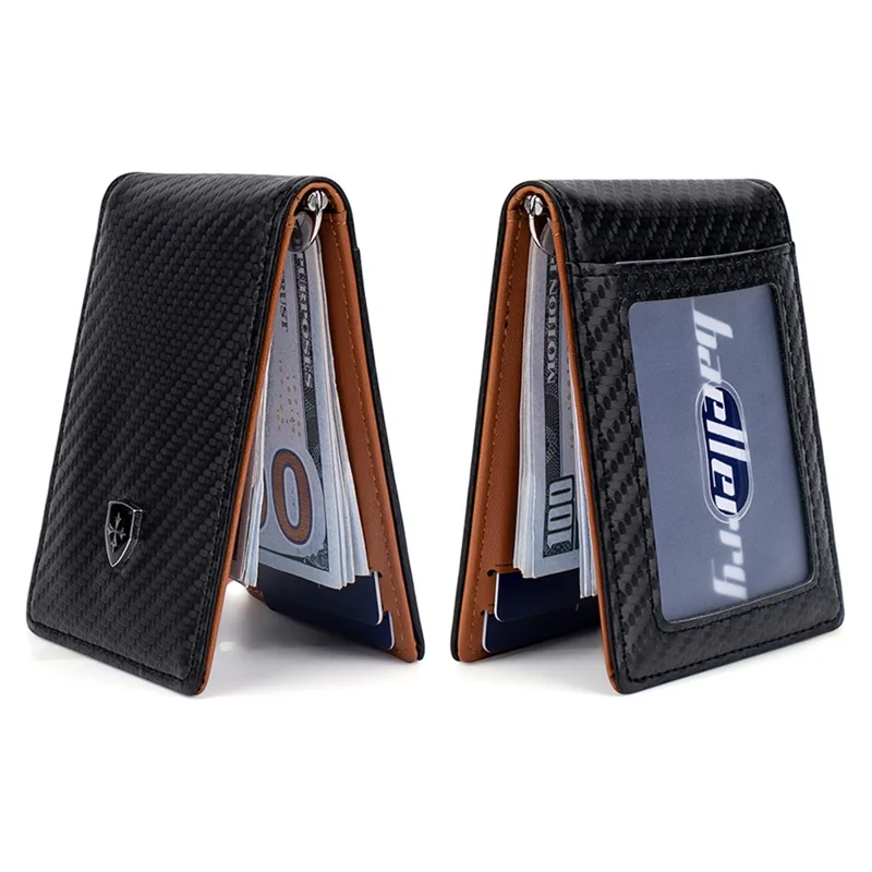 BAELLERRY K9307 Minimalist RFID Blocking PU Leather Men Wallet with Multiple Card Slots and Money Clip - Black