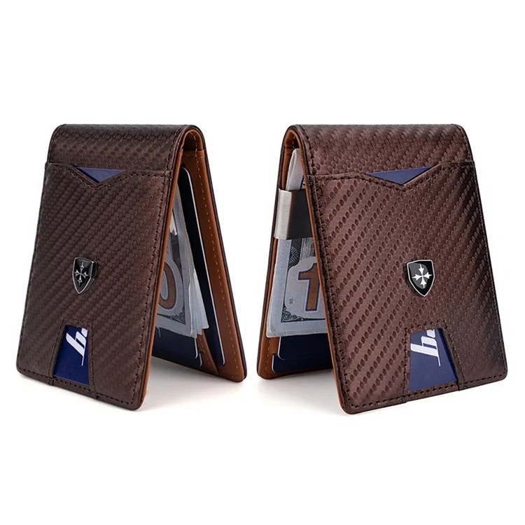 BAELLERRY K9310 Multiple Card Slots RFID Blocking PU Leather Men Wallet with Money Clip - Brown