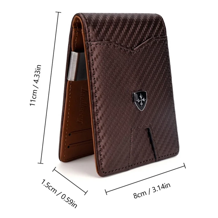 BAELLERRY K9310 Multiple Card Slots RFID Blocking PU Leather Men Wallet with Money Clip - Brown