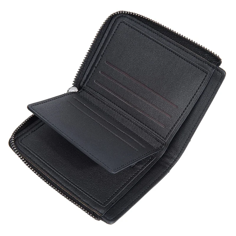 BAELLERRY D3048 PU Leather Contrast Color Men Wallet Zipper Card Cash Storage Bag - Black
