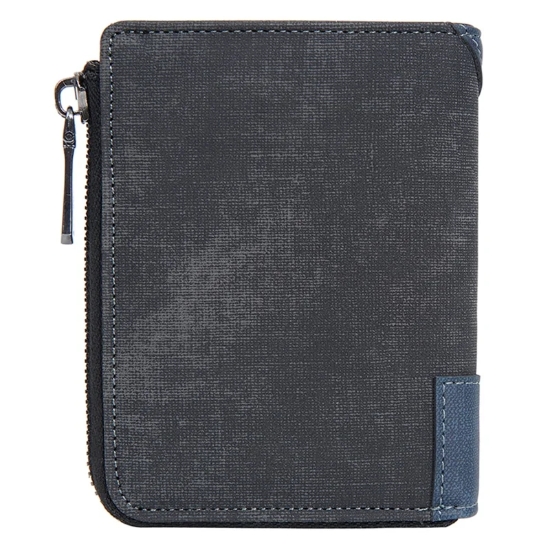 BAELLERRY D3048 PU Leather Contrast Color Men Wallet Zipper Card Cash Storage Bag - Black