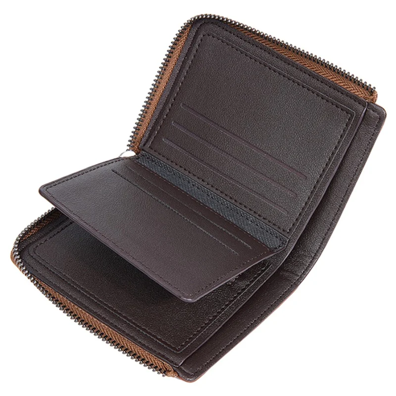BAELLERRY D3046 Portefeuille en cuir PU imprimé pour homme avec compartiment pour cartes, espèces et pièces - Marron