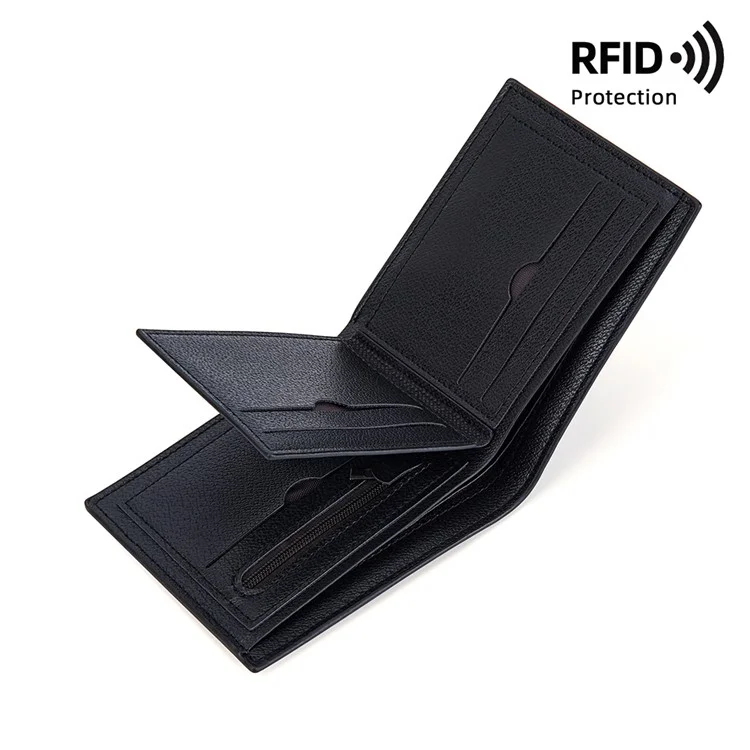 BAELLERRY D3042 Retro PU Leather Men Short Wallet Card Cash Coin Storage Bag - Negro