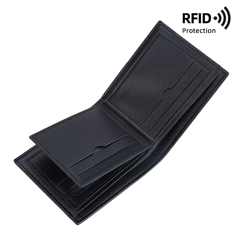 BAELLERRY D3043 Retro Contrast Color PU Leather Men Short Wallet Cards Cash Storage Bag - Blue
