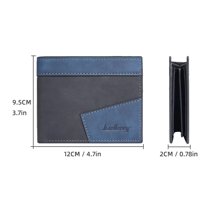 BAELLERRY D3041 Contrast Color PU Leather Men Wallet Tri-Fold RFID Blocking Card Slots Purse - Black