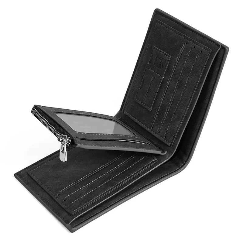 BAELLERRY D3074 Business Men Short Wallet PU Leather Cards Cash Coins Storage Bag - Black / Horizontal