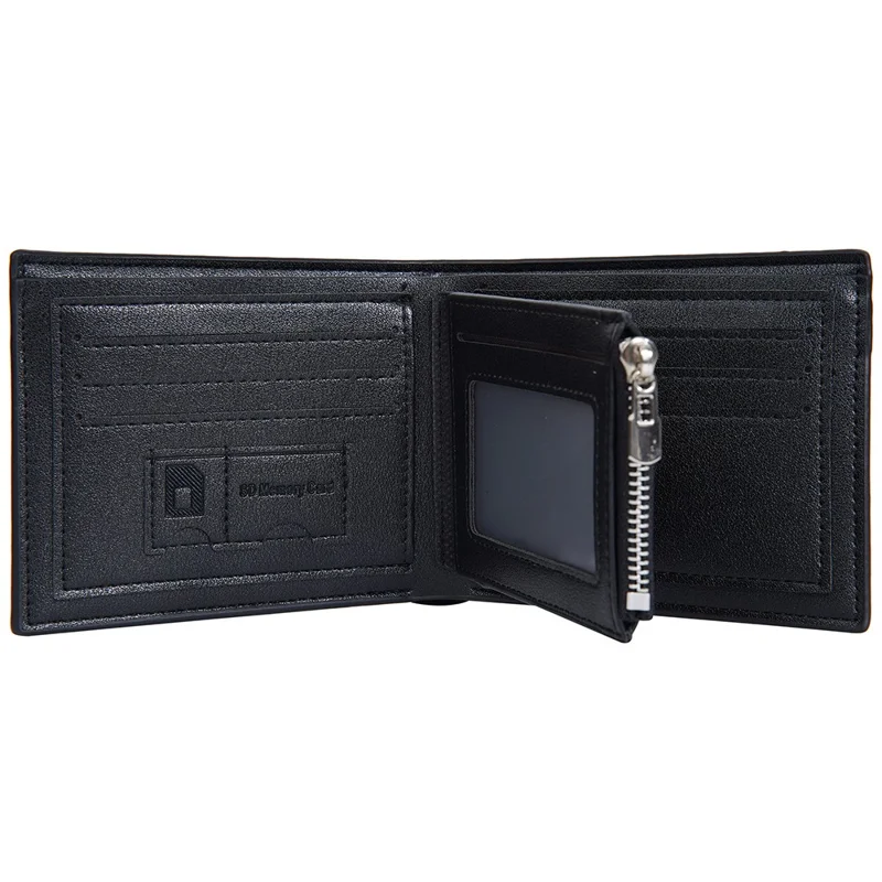 BAELLERRY D3075 Portefeuille Homme Affaires Conception de Poche Zippée Cuir PU Porte-Carte Porte-Monnaie - Noir / Horizontal