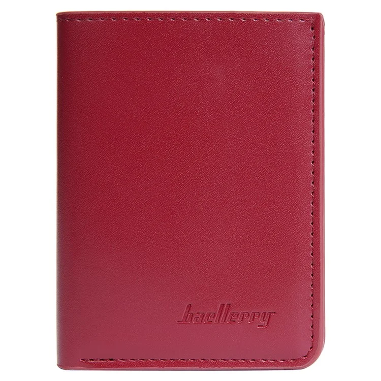 BAELLERRY NR106 Carteira de Couro PU Simples para Homens e Mulheres - Vermelho Escuro