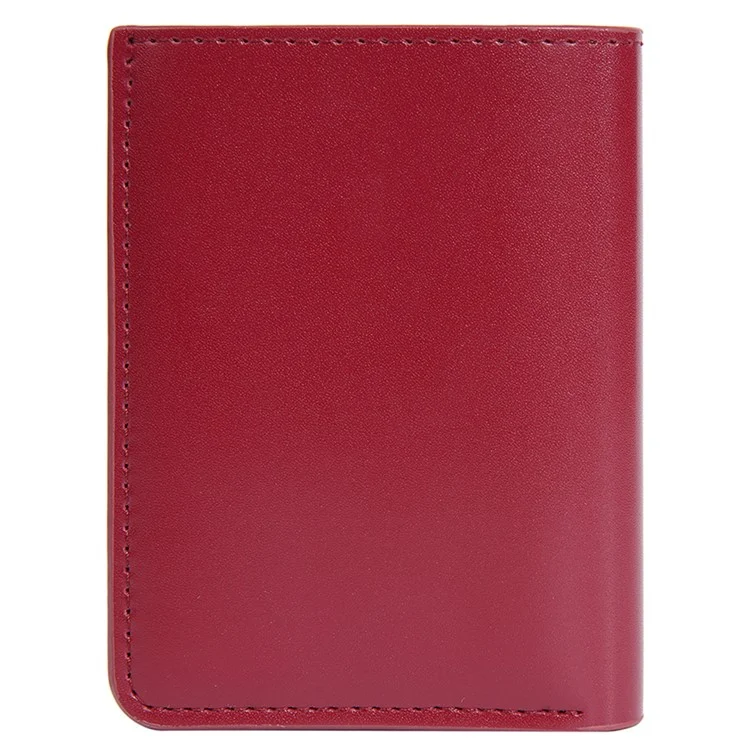 BAELLERRY NR106 Carteira de Couro PU Simples para Homens e Mulheres - Vermelho Escuro