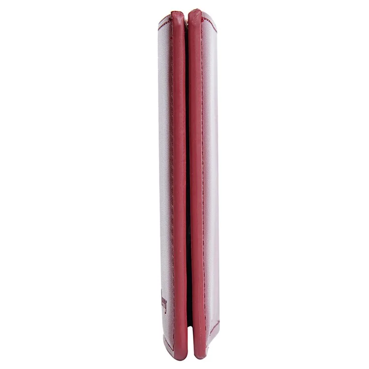 BAELLERRY NR106 Carteira de Couro PU Simples para Homens e Mulheres - Vermelho Escuro