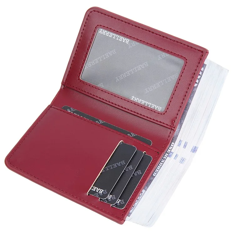 BAELLERRY NR106 Carteira de Couro PU Simples para Homens e Mulheres - Vermelho Escuro