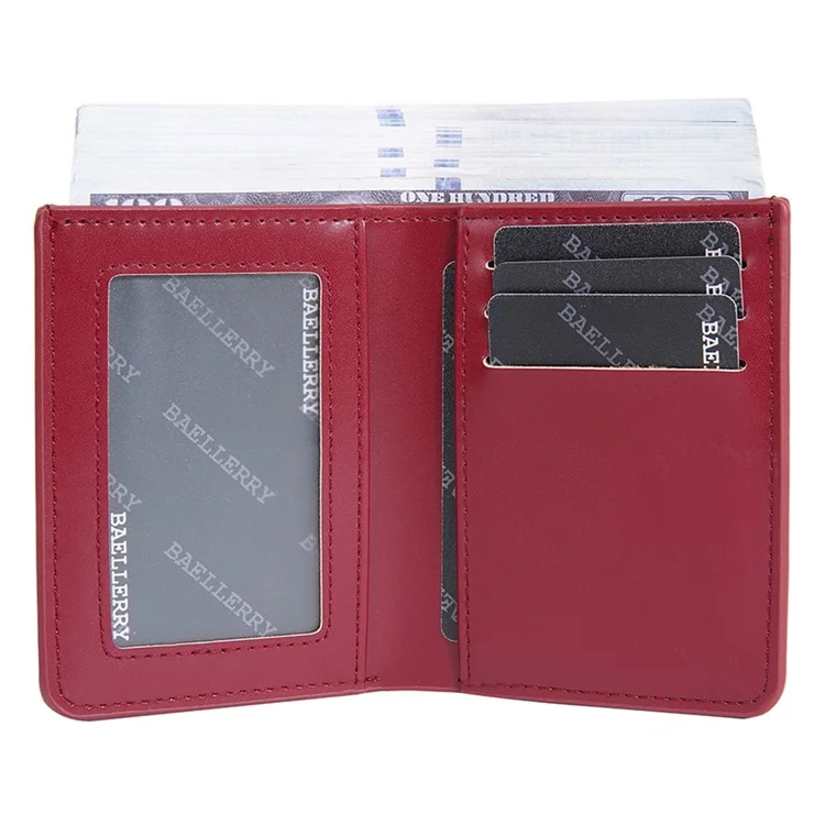 BAELLERRY NR106 Carteira de Couro PU Simples para Homens e Mulheres - Vermelho Escuro